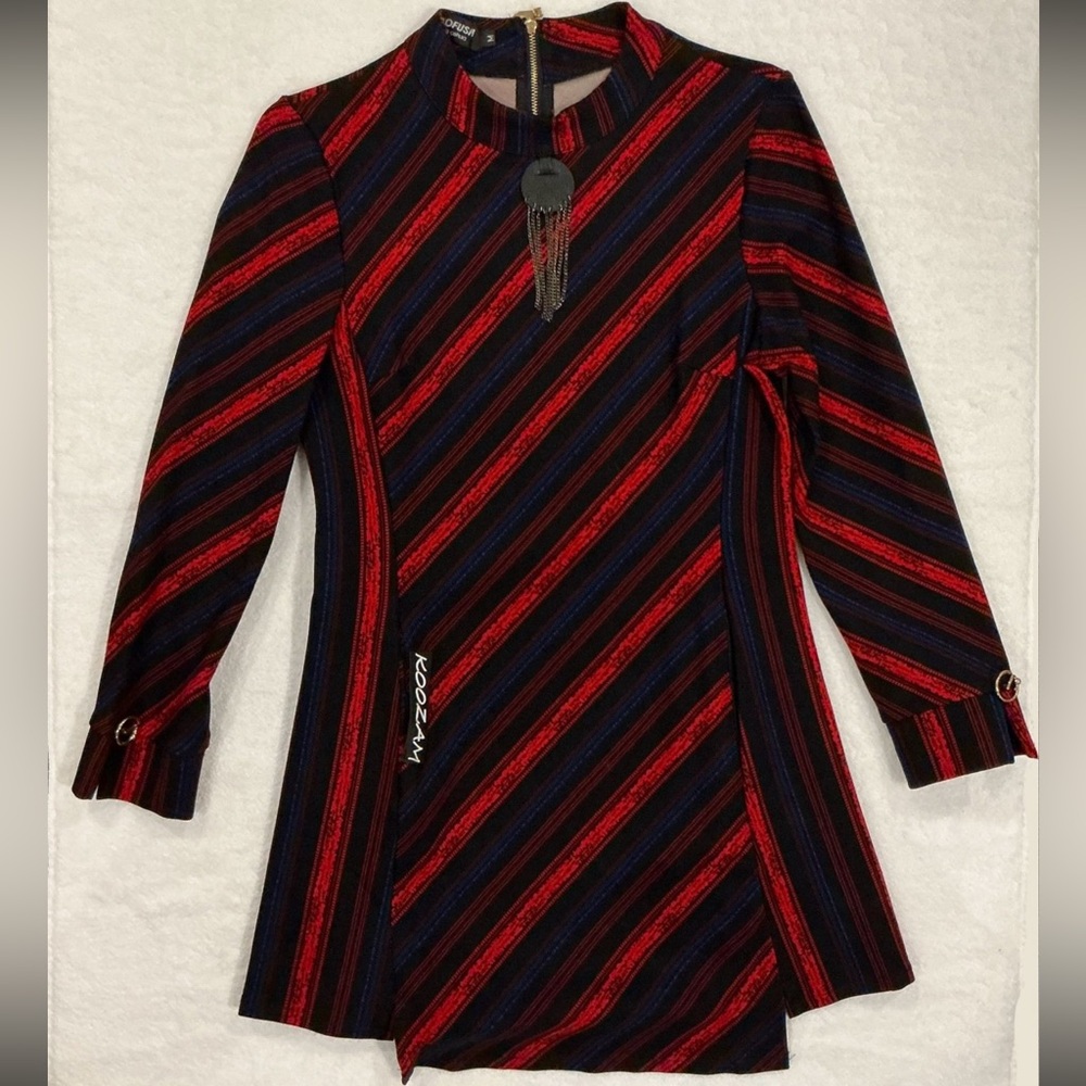 JINHAOFUSHI Striped Black and Red Dress - Size M